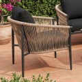 GASBA Set (4pcs) Alu Anthracite/Rope Wicker Natural/Cushions Dark Grey