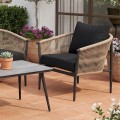 GASBA Set (4pcs) Alu Anthracite/Rope Wicker Natural/Cushions Dark Grey