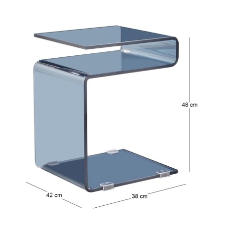 Τραπεζάκι βοηθητικό Glasser γυάλινο 42x38x48εκ.