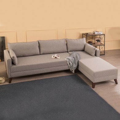 Bella Megapap fabric right corner sofa in cream color 275x165x85cm.