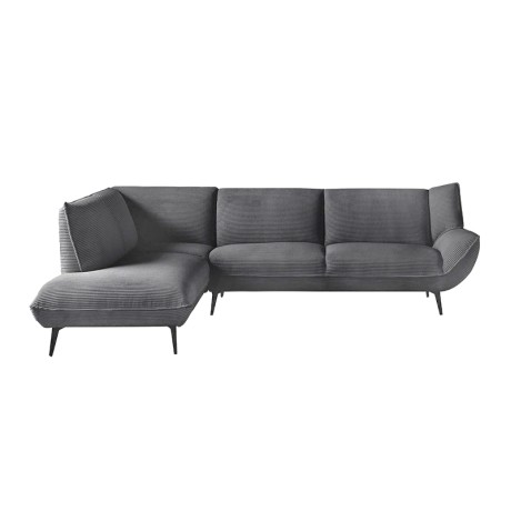 EMERALD Left Facing Corner Sofa Anthracite Corduroy Fabric