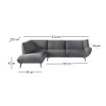 EMERALD Left Facing Corner Sofa Anthracite Corduroy Fabric