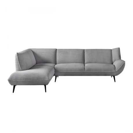 EMERALD Left Facing Corner Sofa Grey Corduroy Fabric