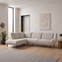 EMERALD Left Facing Corner Sofa Beige Corduroy Fabric