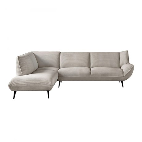 EMERALD Left Facing Corner Sofa Beige Corduroy Fabric