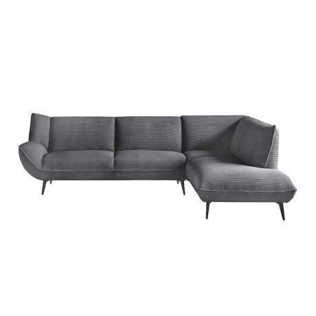 EMERALD Right Facing Corner Sofa Anthracite Corduroy Fabric