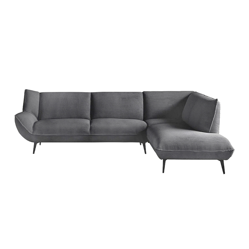 EMERALD Right Facing Corner Sofa Anthracite Corduroy Fabric