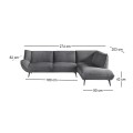 EMERALD Right Facing Corner Sofa Anthracite Corduroy Fabric