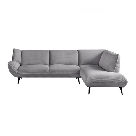 EMERALD Right Facing Corner Sofa Grey Corduroy Fabric