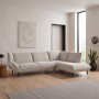 EMERALD Right Facing Corner Sofa Beige Corduroy Fabric