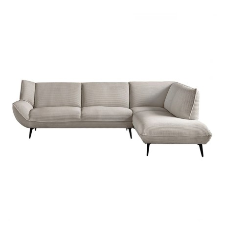 EMERALD Right Facing Corner Sofa Beige Corduroy Fabric