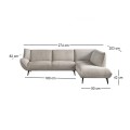 EMERALD Right Facing Corner Sofa Beige Corduroy Fabric