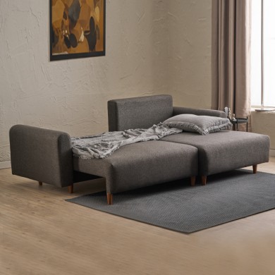 Mane Megapap fabric corner sofa bed, right corner in anthracite color 246x160x85cm.