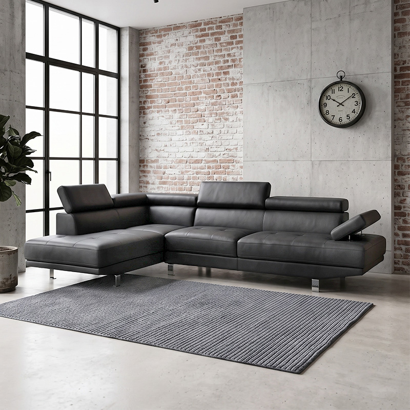 SECTOR Left Facing Corner Sofa Pu Black