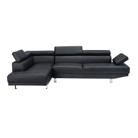 Sector sofa - right corner - with reclining headboards - with Pu in black color 265x191x82cm.