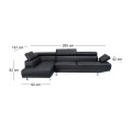 SECTOR Left Facing Corner Sofa Pu Black