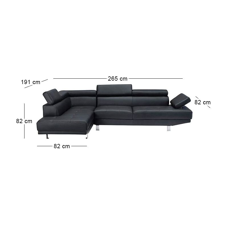 SECTOR Left Facing Corner Sofa Pu Black