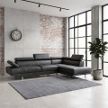 SECTOR Right Facing Corner Sofa Pu Black