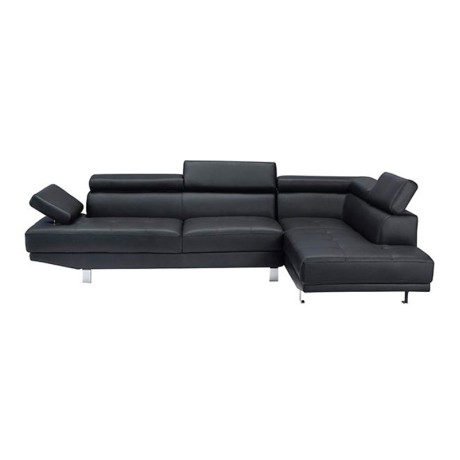 Sector sofa - left corner - with reclining headboards - with Pu in black color 265x191x82cm.