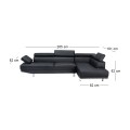 SECTOR Right Facing Corner Sofa Pu Black