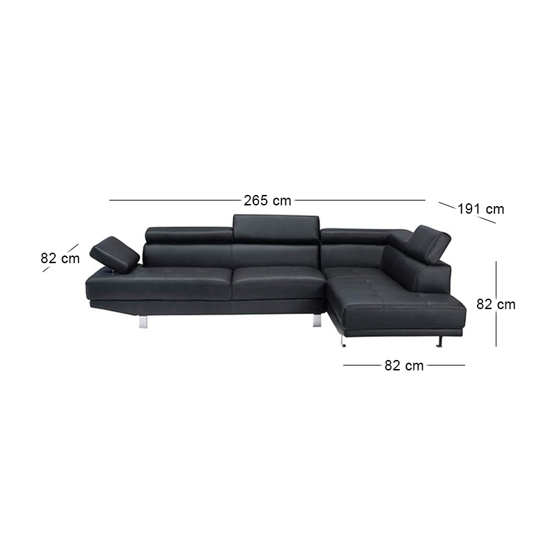SECTOR Right Facing Corner Sofa Pu Black