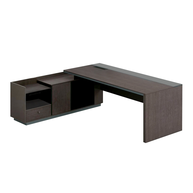 ADVANCE Desk Left 180x160cm Dark Walnut/Grey