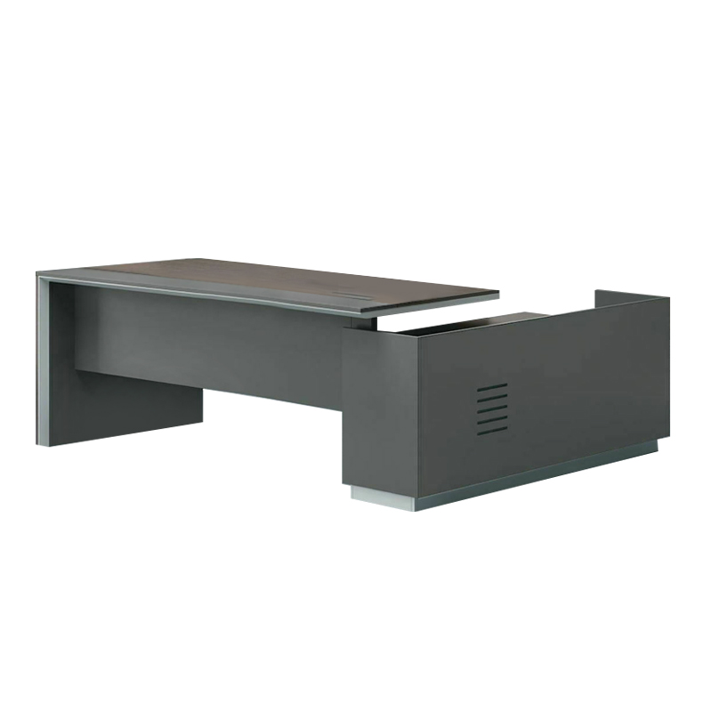 ADVANCE Desk Left 220x160cm Dark Walnut/Grey
