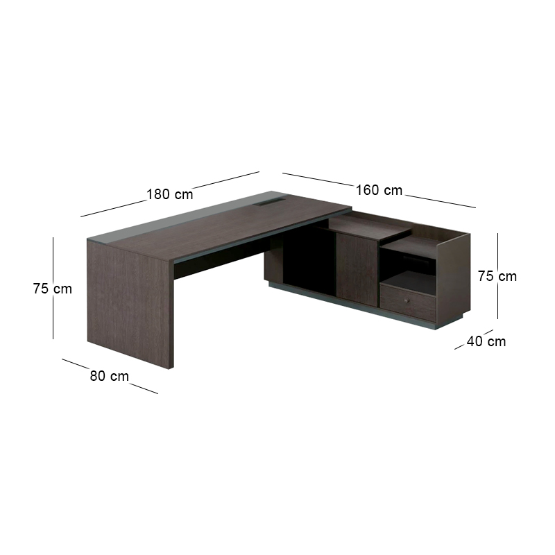 ADVANCE Desk Right 180x160cm Dark Walnut/Grey