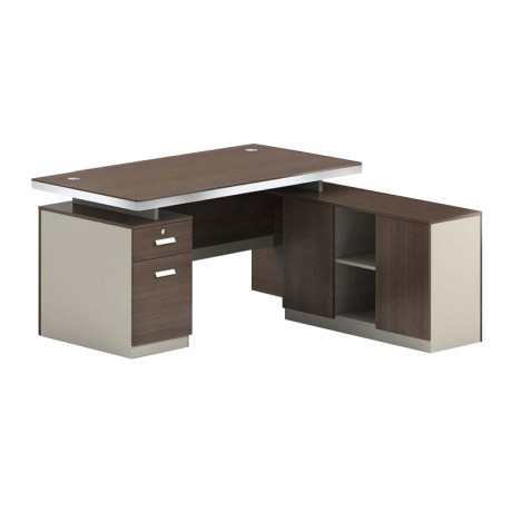 CONCEPT Reversible Desk 160x160cm Walnut/Beige