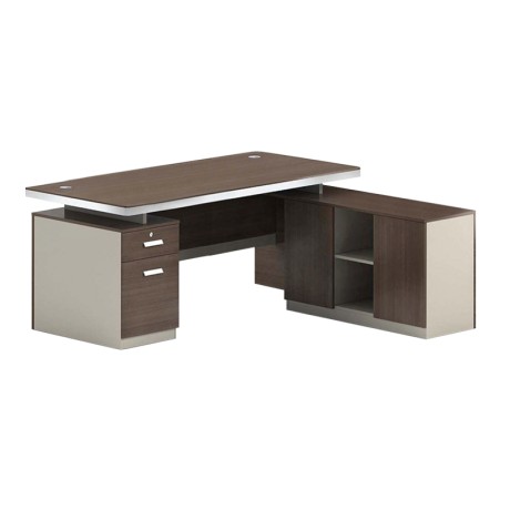 CONCEPT Reversible Desk 180x160cm Walnut/Beige