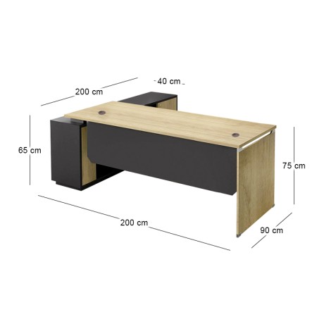 PROJECT Desk (RIGHT) 220x200x75cm Sonoma/Grey