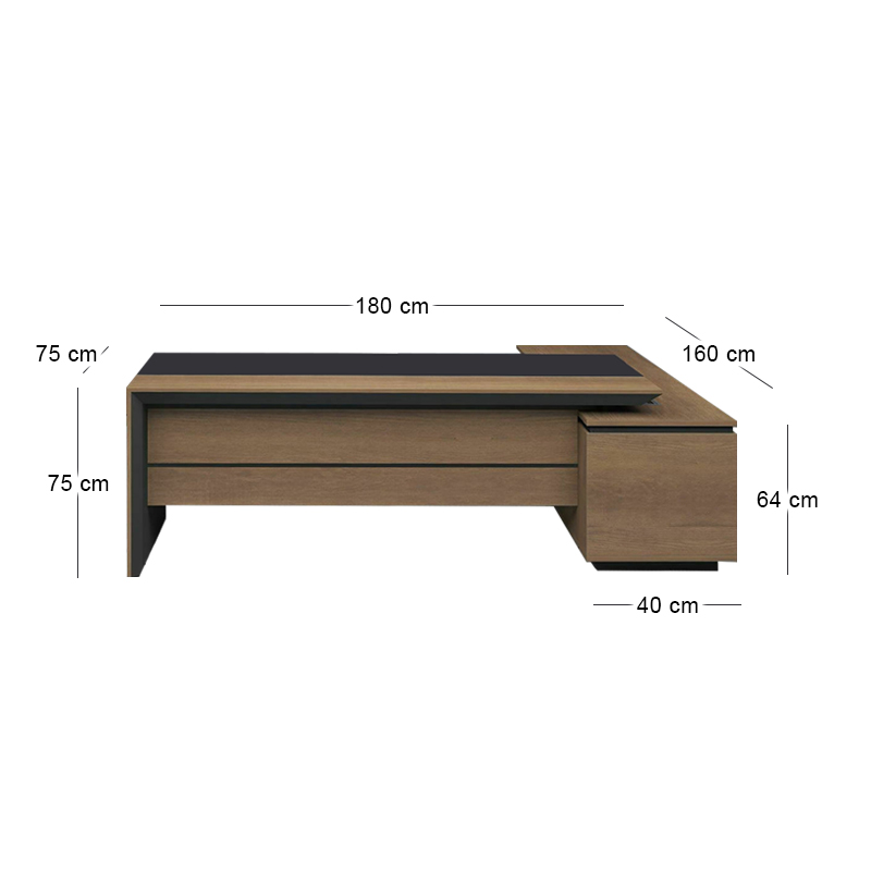 PROLINE Desk Left 180x160cm Wild Oak/Black