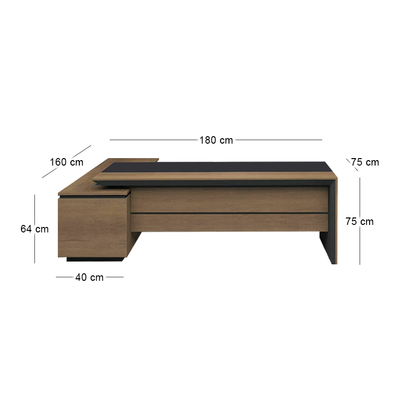 PROLINE Desk Right 180x160cm Wild Oak/Black