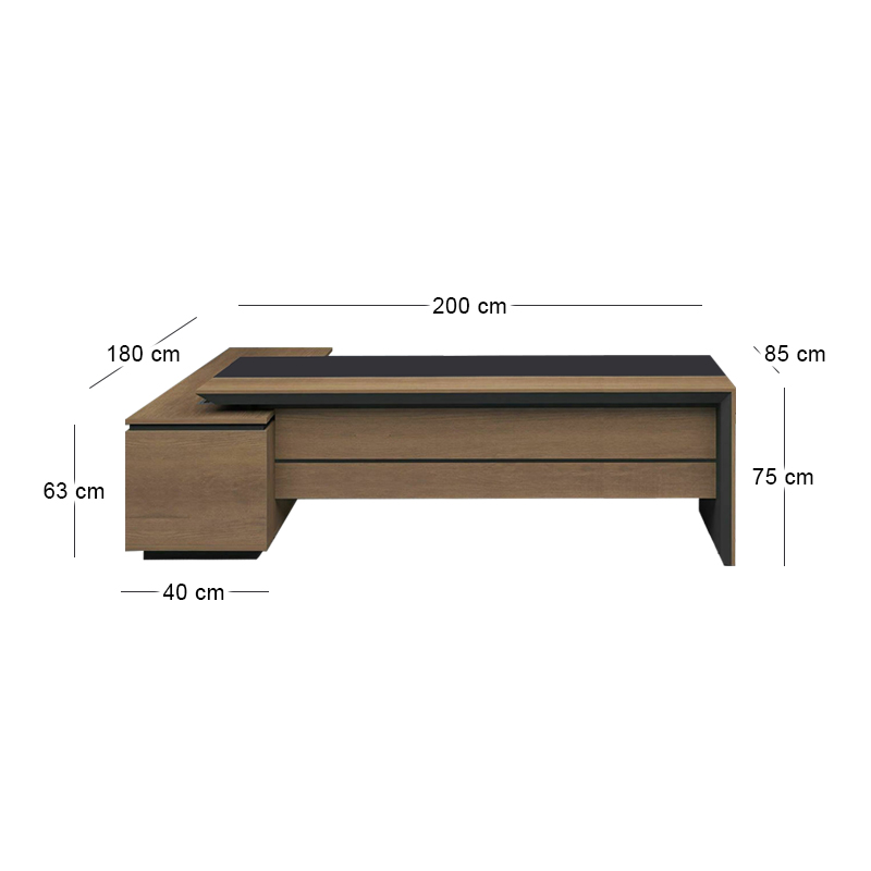 PROLINE Desk Right 200x180cm Wild Oak/Black