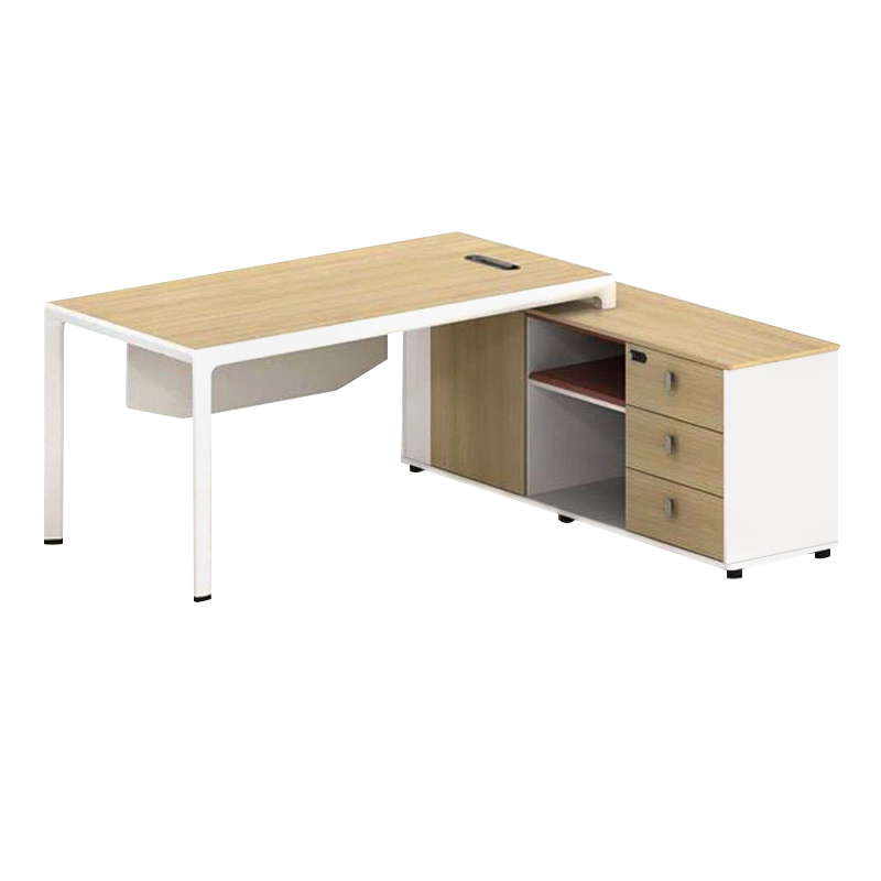 THESIS Γραφείο Δεξιά Γωνία, Απόχρωση Beech - Άσπρο 160x80x75/160x40x65cm