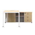 THESIS Γραφείο Δεξιά Γωνία, Απόχρωση Beech - Άσπρο 160x80x75/160x40x65cm