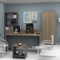 Venturo Megapap melamine working desk in anthracite - walnut color 150x80x75cm.