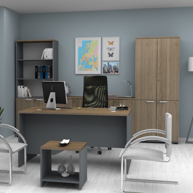 Γραφείο επαγγελματικό Venturo Megapap χρώμα ανθρακί - καρυδί 150x80x75εκ.