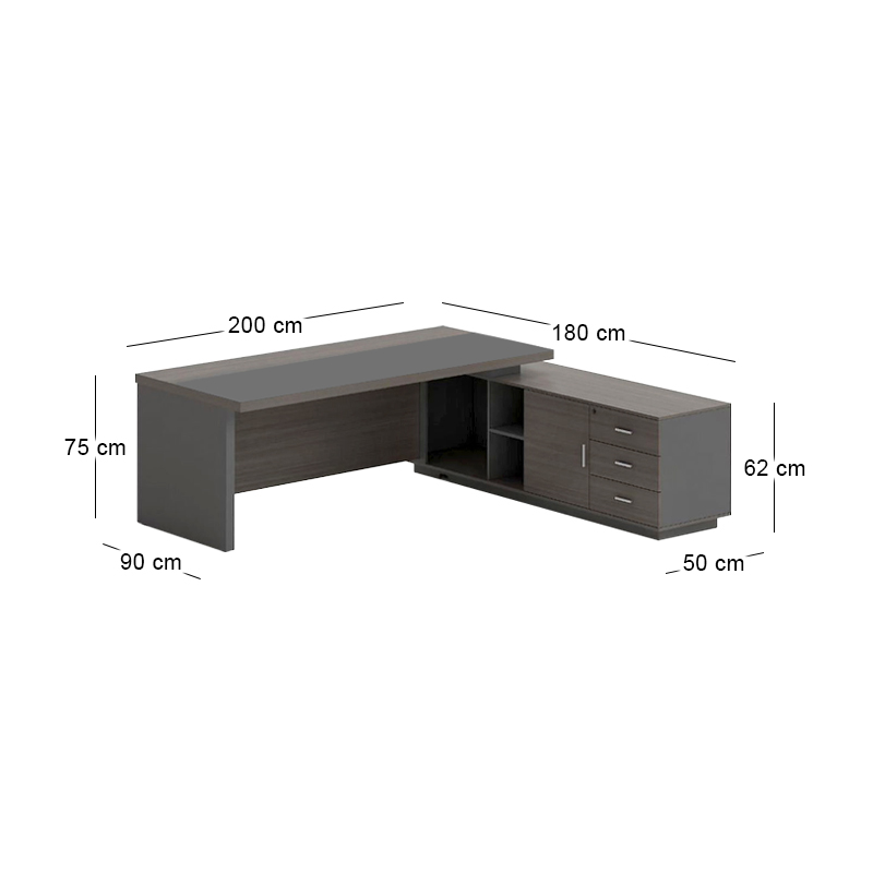 VIP Desk (RIGHT) 200x180cm Grey Walnut