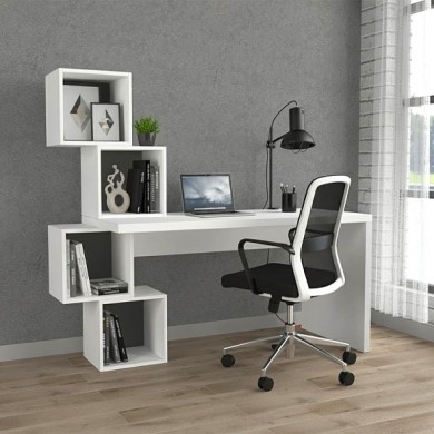Balance Megapap melamine desk in white color 153,5x60x140cm