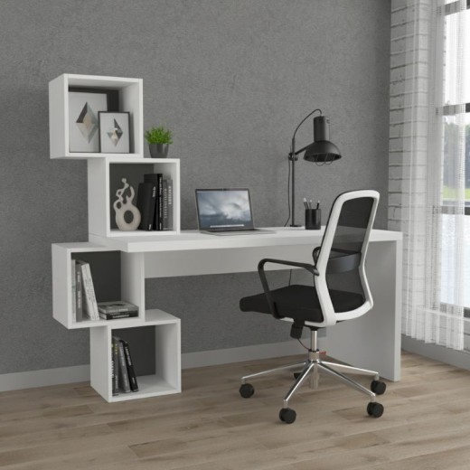Γραφείο εργασίας Balance Megapap χρώμα λευκό 153,5x60x140εκ