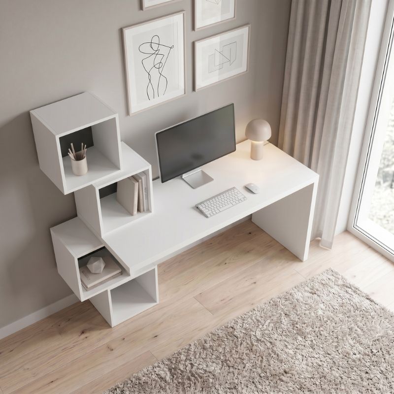 Balance Megapap melamine desk in white color 153,5x60x143cm