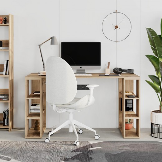 Γραφείο εργασίας Colmar Megapap χρώμα sapphire oak 140x60x75εκ