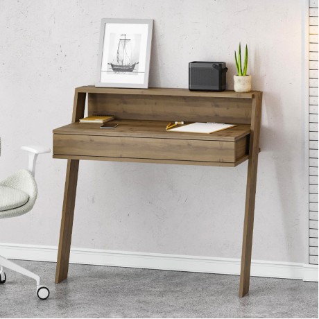 Cowork Megapap melamine desk in light walnut color 94x50x91cm.