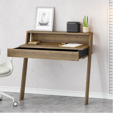 Cowork Megapap melamine desk in light walnut color 94x50x91cm.