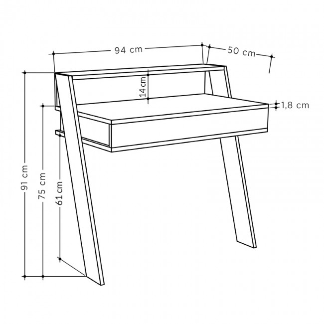 Γραφείο εργασίας Cowork Megapap χρώμα φυσικό οξιάς 94x50x91εκ.
