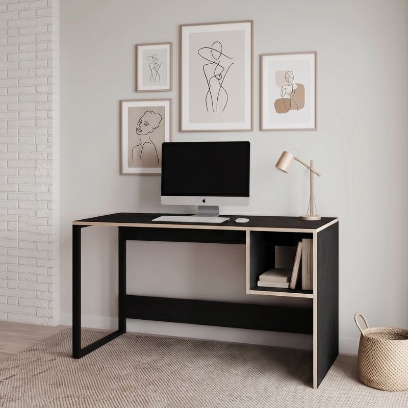Cubo Megapap melamine - metal desk in black wood color 110x50x75cm.
