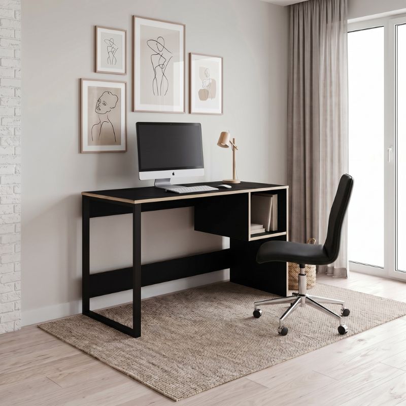 Cubo Megapap melamine - metal desk in black wood color 110x50x75cm.