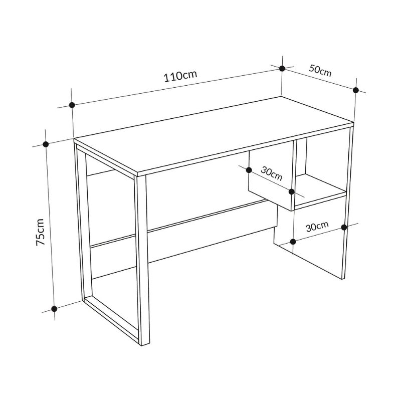 Cubo Megapap melamine - metal desk in black wood color 110x50x75cm.