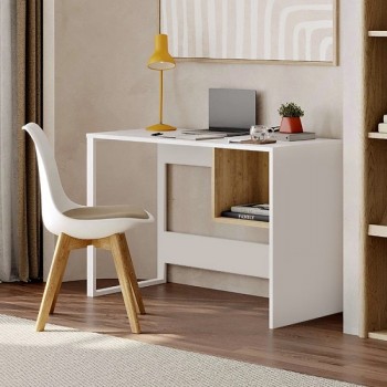 Γραφείο εργασίας Cubo Megapap χρώμα λευκό - sapphire oak 110x50x75εκ.